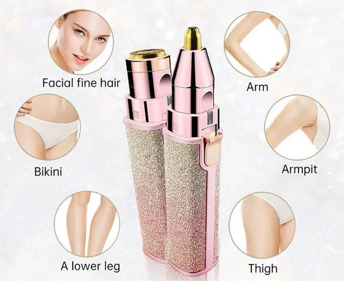 Rechargeable Flawless Hair Remover and Precision Eyebrow Trimmer with LED Light