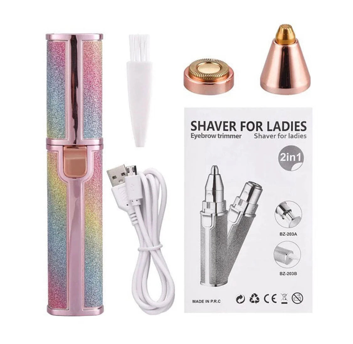 Rechargeable Flawless Hair Remover and Precision Eyebrow Trimmer with LED Light